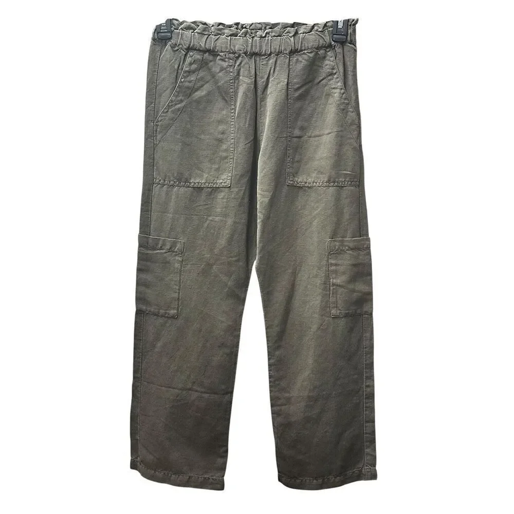 NSF Linen/Cotton Cargo Pant in Army Green NWT Size XS